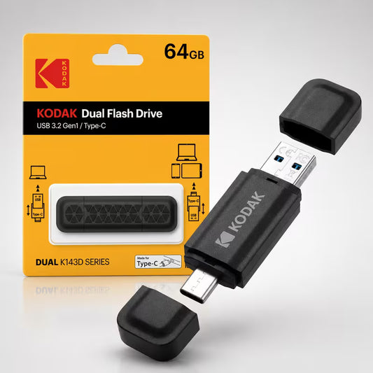 KODAK K143D Series 64GB Dual Flash Drive USB 3.2 Gen1 / Type-C