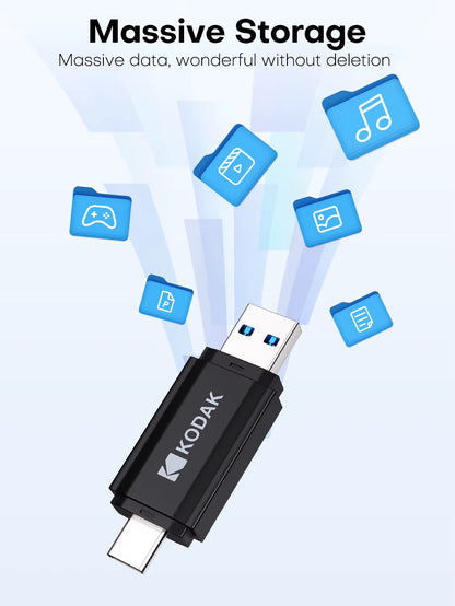 KODAK K143D Series 128GB Dual Flash Drive USB 3.2 Gen1 / Type-C