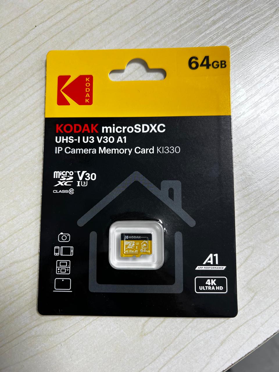 KODAK microSDXC UHS-I U3 V30 A1 IP Camera Memory Card KI330 64GB