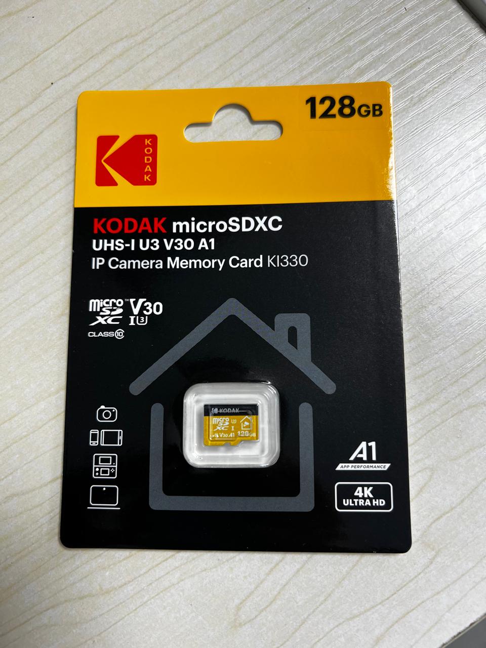 KODAK microSDXC UHS-I U3 V30 A1 IP Camera Memory Card KI330 128GB